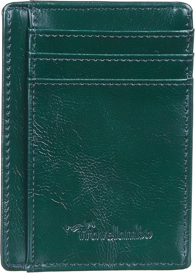 Travelambo Slim Wallet Front Pocket Minimalist Leather RFID Blocking Medium Size