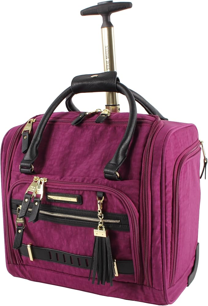Steve Madden Designer Luggage Collection - 3 Piece Softside Expandable Lightweight Spinner Suitcase Set - Travel Set Includes an Under Seat Bag, 20-Inch Carry on and 28-Inch Checked Suitcase,