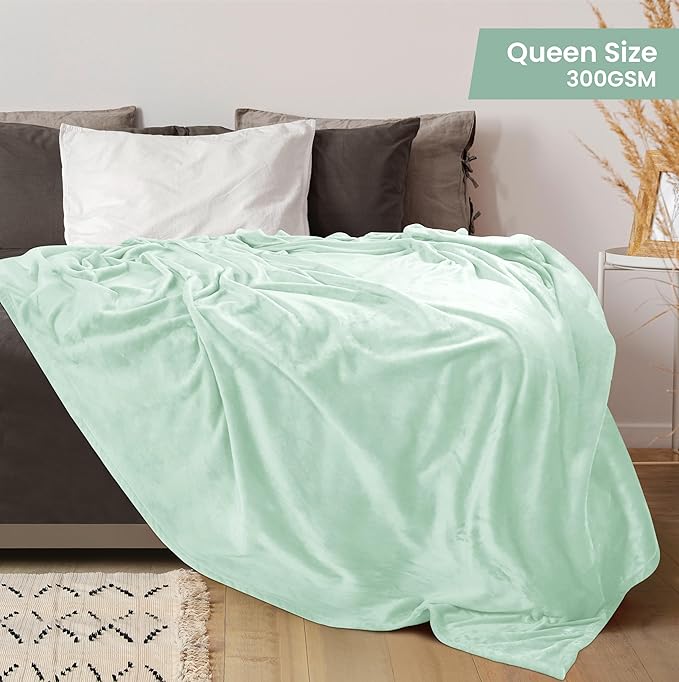 Utopia Bedding Fleece Blanket Queen Size Mint Green (90x90 Inches) Ultra Soft Warm Lightweight Microfiber Breathable Anti-Static Cozy Bed Blanket, All-Season Home Decor Gift for Men & Women