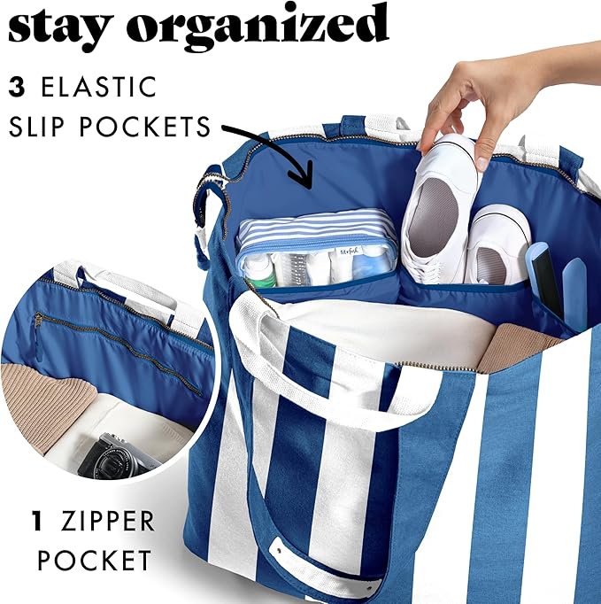 Fit & Fresh Large Beach Bag for Women - Extra Large Travel Tote With Pockets