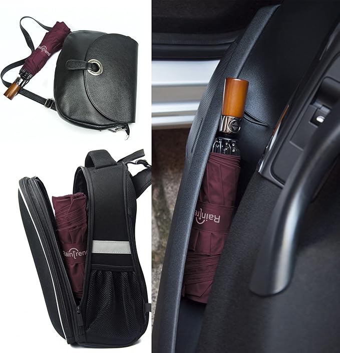 Raintrend Windproof Travel Umbrellas for Rain Automatic +10% Bigger Canopy Strong Frame Compact Folding Portable Umbrella for Women Men Backpack Purse