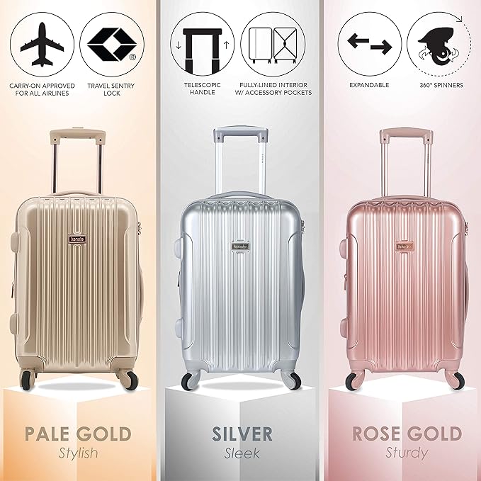 kensie 20" "Alma" Carry-On TSA-Lock Spinner Luggage, Rose Gold