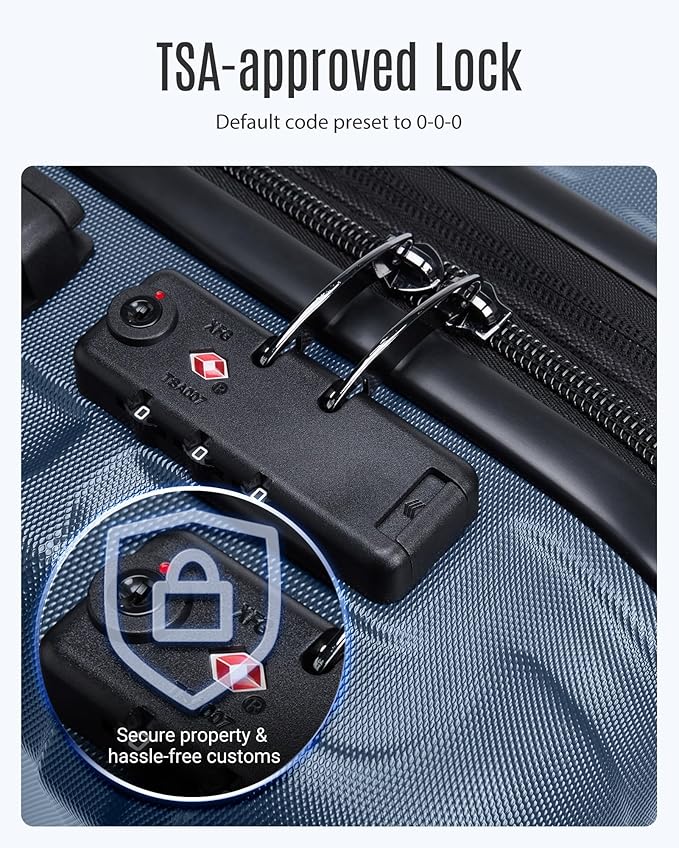 LIGHT FLIGHT Luggage Sets, Carry On Luggage 22x14x9 Airline Approved, Carry On Travel Bag Suitcases with Wheels, Expandable Hardside Lightweight Rolling with TSA Lock 2-Piece Set (DB/20),Royal Blue
