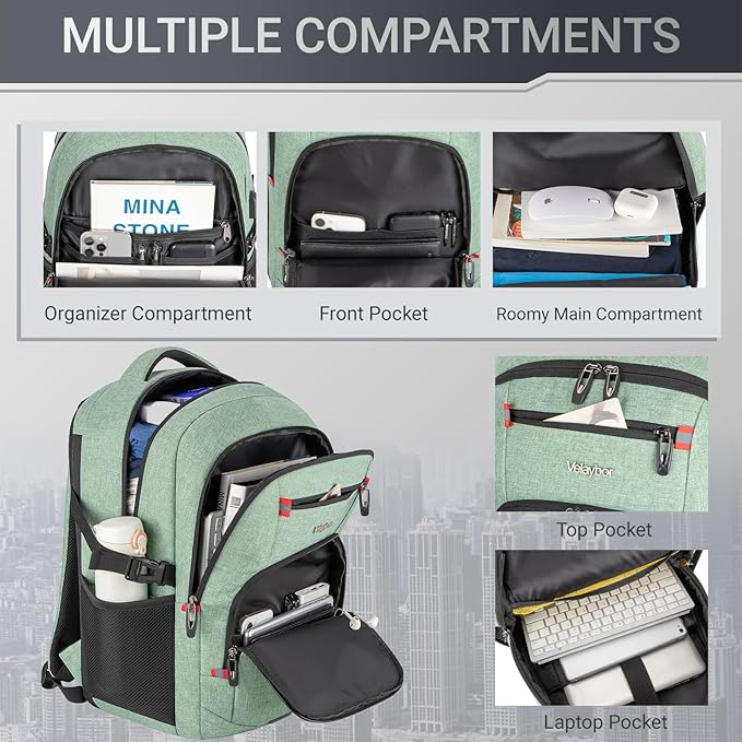 40L Expandable Laptop Backpack, Anti-thief Travel Backpack, Airline Approved Business Waterproof Carry on Luggage, Fits 15.6" Laptop for Men Women