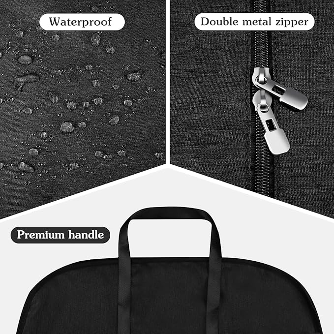 Limoomil 60 Inch 2 Packs Heavy Duty Tear Resistance Wedding Dress Bag for Wedding Travel, Waterproof Dress Cover for Closet Wardrobe. Garment Bag for Gowns, Tuxedos, Dress, Long Coats. Darkgrey