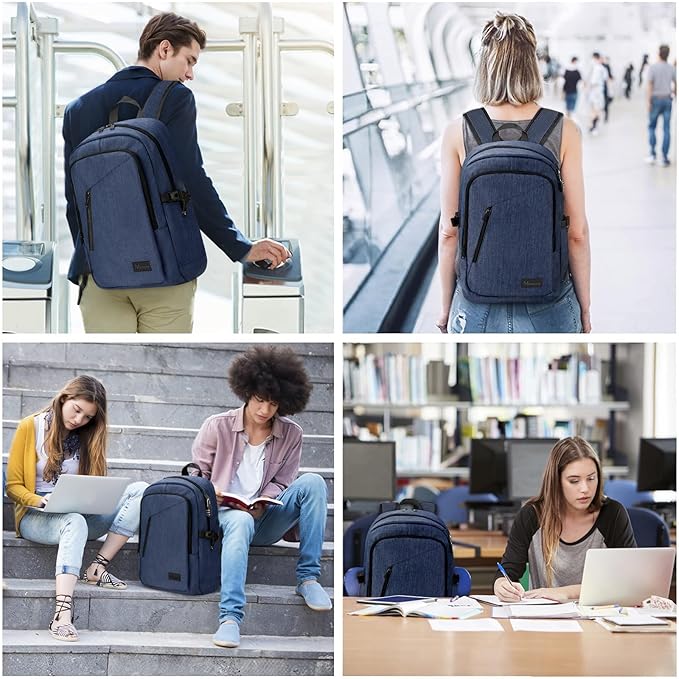 Mancro Laptop Backpack, 15.6 inch Business Backpack Anti Theft College School Computer Bag for Men Women Travel Backpack with Laptop Compartment (Blue, 15.6 inch)