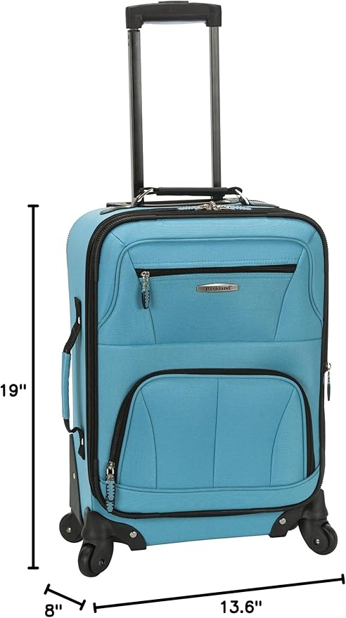 Rockland Pasadena Softside Spinner Wheel Luggage, Turquoise, Carry-On 20-Inch