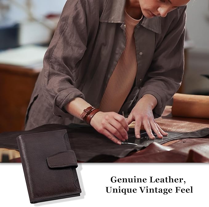 Airkit Small Wallet Women RFID Blocking Genuine Leather Bifold Compact Card Holder Wallet for Women with Zipper Coin Pocket 4 ID Window