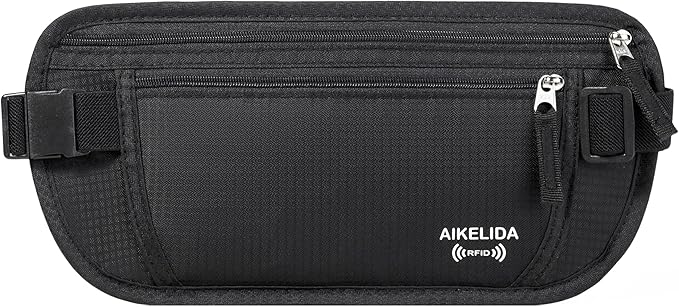 Travel Money Belt - Slim Passport Holder Travel Wallet with RFID Blocking Travel Pouch Undercover Fanny Pack for Women Men