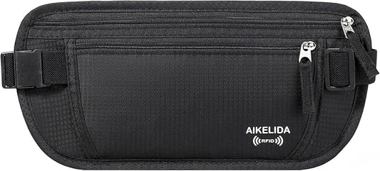 Travel Money Belt - Slim Passport Holder Travel Wallet with RFID Blocking Travel Pouch Undercover Fanny Pack for Women Men