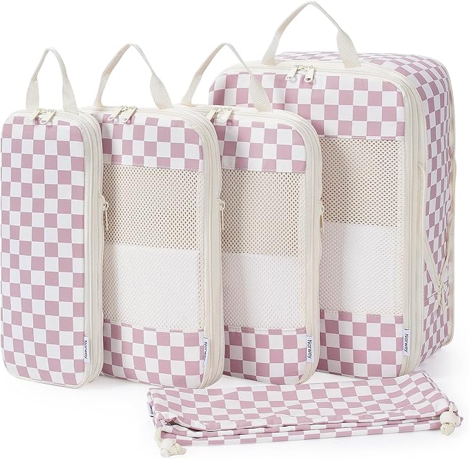 Narwey 6 Set/5 Set Compression Packing Cubes for Travel Kids Women Carry on, Packing Organizers Bag for Backpack Luggage Suitcase Duffle Bags