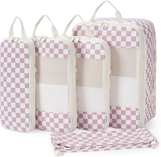 Narwey 6 Set/5 Set Compression Packing Cubes for Travel Kids Women Carry on, Packing Organizers Bag for Backpack Luggage Suitcase Duffle Bags