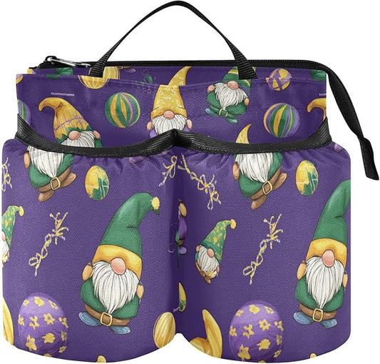 Luggage Cup Holder for Suitcases Free Hands Travel Cup Holder Portable Suitcase Cup Drink Holder Luggage Cup Caddy Bag Carrier Mardi Gras Gnomes