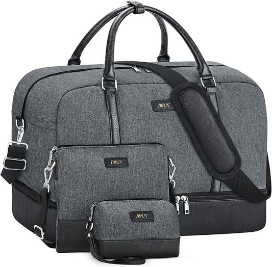 IBFUN Weekender Bags for Women, 21" Weekender Travel Bag, Travel Duffle Bag with Shoe Compartment Carry on Overnight Duffel Bag for Weekend Travel Business Trip, 3PCS
