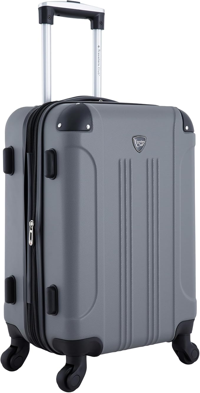 Travelers Club Chicago Hardside Expandable Spinner Luggage, Charcoal, 22" Carry-On