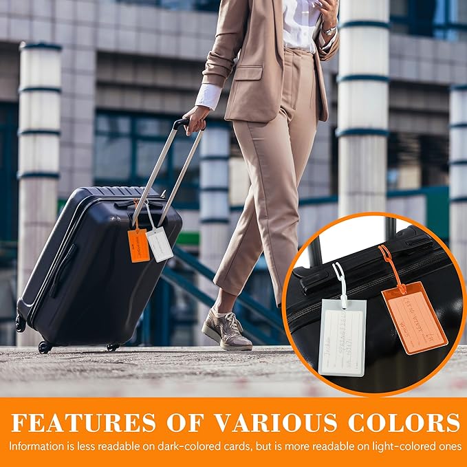 50 Pack Luggage Tags for Suitcases, Airplane Travel Essentials for Flying, International Travel Must Haves, and Luggage Accessories by Sodsay