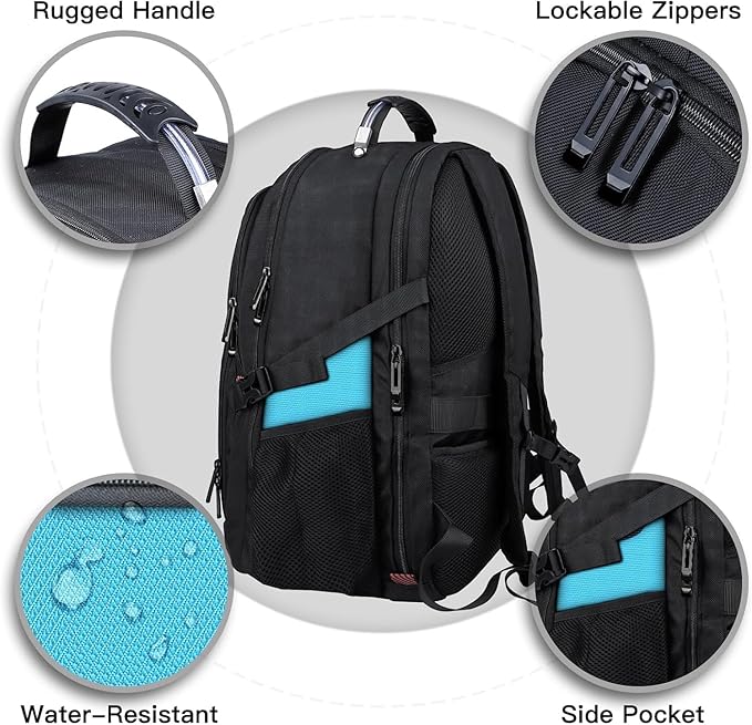 Extra Large Backpack, Travel Backpack, Sturdy TSA Water Resistant 17.3 Inch Carry on Backpacks, Anti Theft Business Computer Backpacks Gifts for Men Women, Lake Blue