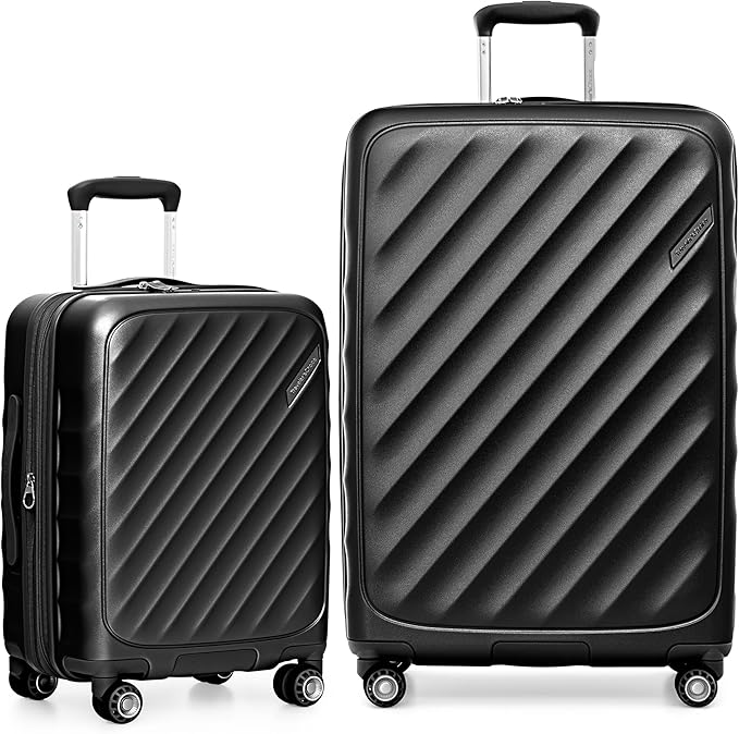 Traveler's Choice Elm 2PC Expandable Spinner Luggage Set - Matte Black