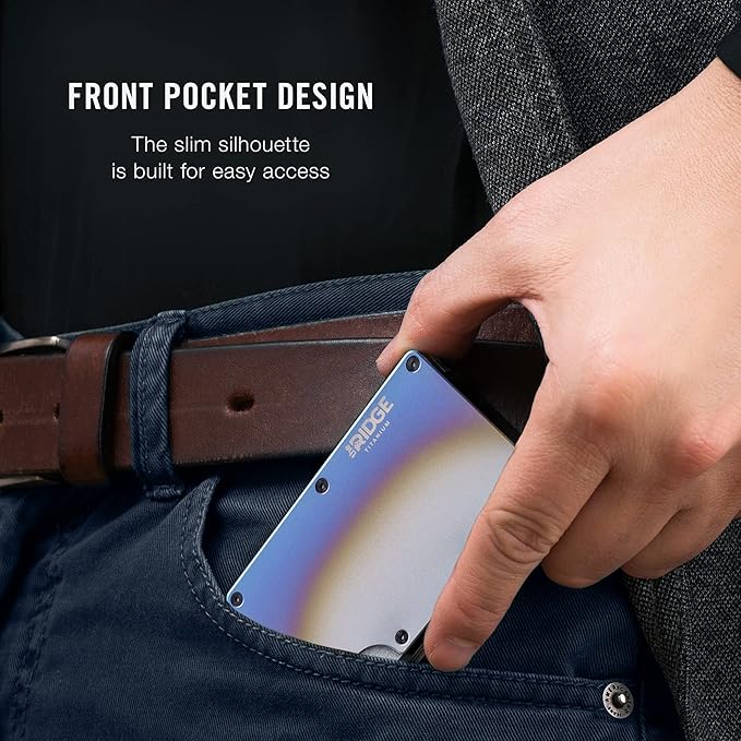 Ridge Wallet for Men - Slim Minimalist Compact Wallet and Card Holder, RFID Protected Front Pocket Wallets for Men with Integrated Cash Strap
