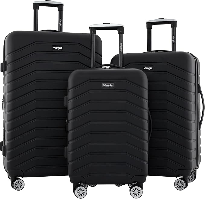 Wrangler Tahoe 3 Piece Spinner Luggage Set, Black