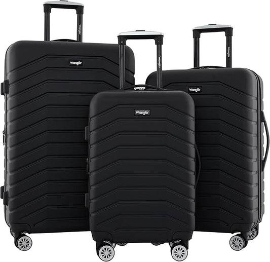 Wrangler Tahoe 3 Piece Spinner Luggage Set, Black