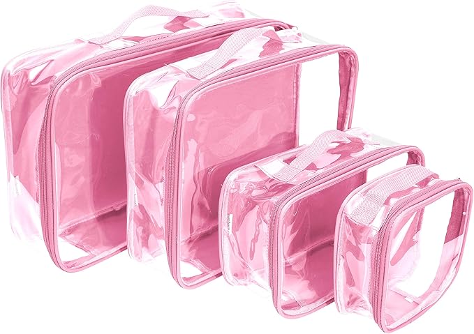 Clear Packing Cubes set of 4 / Packs 7-10 Days of Clothes/Premium PVC Plastic Storage Bags