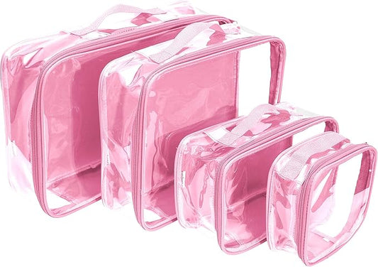 Clear Packing Cubes set of 4 / Packs 7-10 Days of Clothes/Premium PVC Plastic Storage Bags