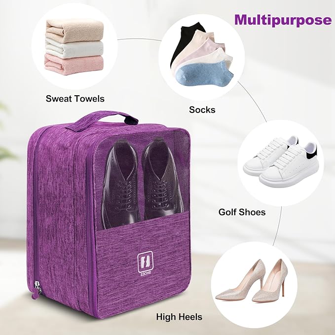 Large Shoe Bags for Travel, Shoe Travel Bag Holds 3 Pairs of Shoes, Travel Shoe Bags for Packing in Suitcase, Portable Dance Shoe Storage Pouch, Shoe Organizer, Sneaker Storage Bag(Purple)