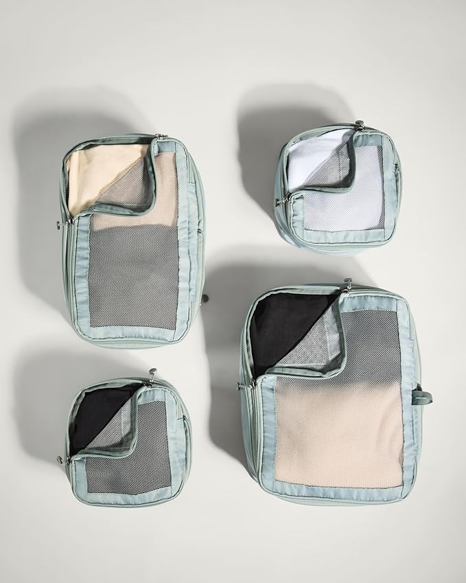 ANTLER - Compression Packing Cubes for Travel, Luggage Organiser for Suitcases or Bags, Travel Accessories, Set of 4, Mist Blue