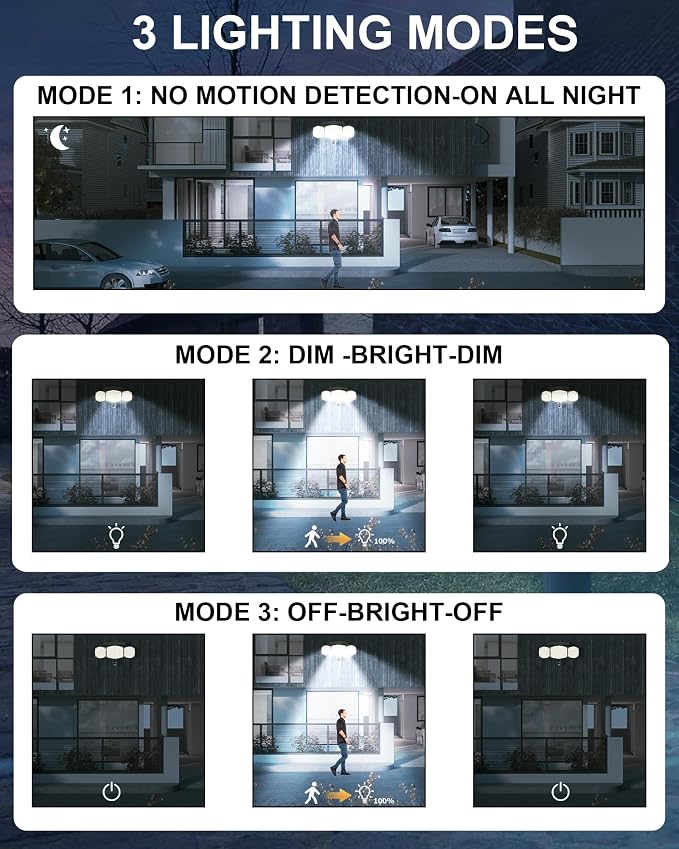 Solar Motion Sensor Outdoor Lights, 2 Pack Daylight Stake Lights | In-Ground Mount, Wall Mount, 270° Illumination, 360° Adjustable PIR Detector, Waterproof, for Yard Pathway Walkway Garden