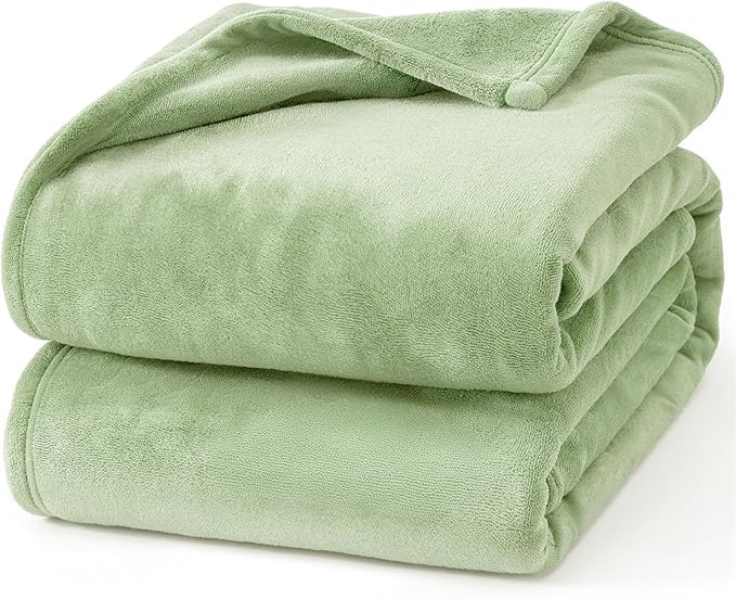 Hansleep Fleece Sage Green Throw XL Blanket, Super Soft Flannel Fuzzy Plush Cozy Blanket for All Seasons, Sage Green, Throw XL 50x70 Inches