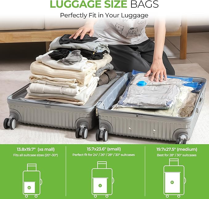 Vacuum Storage Bags for Travel - 15 Pack Compression Packing with Wireless Electric Pump for Luggage Vacuum Seal Bags for Clothes Space Saver Organizer for Moving Clothing Suitcase Travel