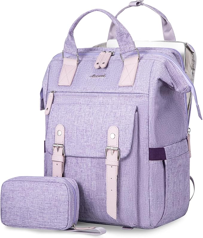 LOVEVOOK Laptop Backpack, Travel Bag with 17.3 inch Laptop Compartment, Water Resistant Teacher Nurse Doctor Work Bag, Anti-theft Daypack, Purple
