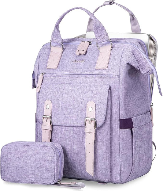 LOVEVOOK Laptop Backpack, Travel Bag with 17.3 inch Laptop Compartment, Water Resistant Teacher Nurse Doctor Work Bag, Anti-theft Daypack, Purple