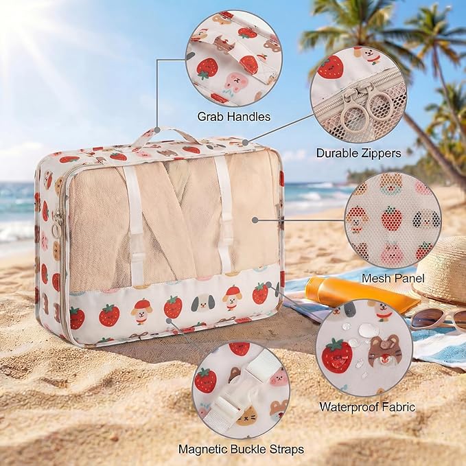 8 Set Packing Cubes for Travel with Clear Toiletry Bag, Durable Luggage Packing Organizers, Carry-On Accessories, TSA Approved See-Through Cubes, Space-Saving Storage Bags, Gifts for Women