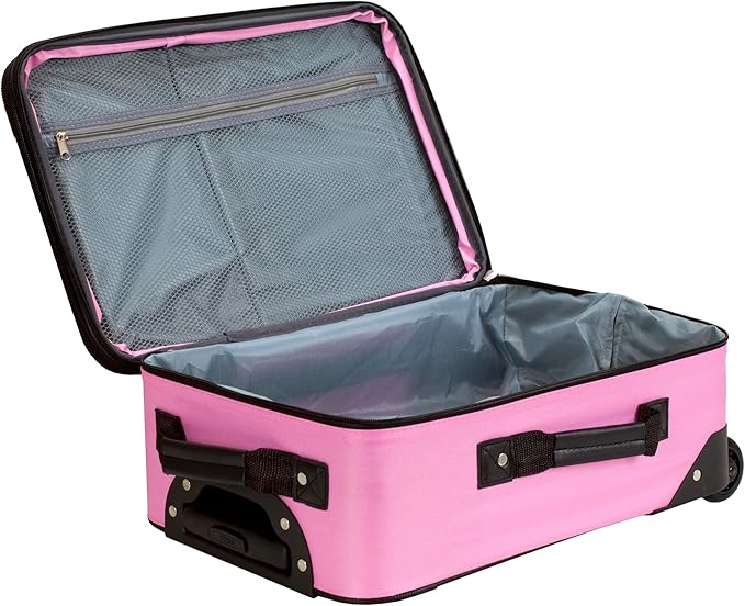 Rockland Fashion Softside Upright Luggage Set, Expandable, Pink, 2-Piece (14/19)