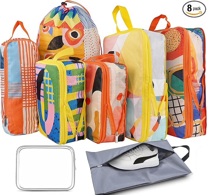 8 Pcs Compression Packing Cubes Travel for Suitcases, Waterproof Luggage Organizer Washable Storage Bags Set for Backpack Travel- Packaging Cubes for Carry-Ons and Storage