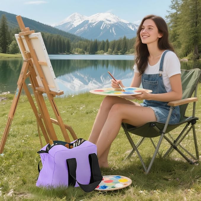 Small Tool Bag, Canvas Tool Storage Bag, Large Capacity Multipurpose Zipper Soft Tote Organizer Pouch for Electrician, Plumbing, Gardening,Tools Bags for Men (Purple, 13 Inch)
