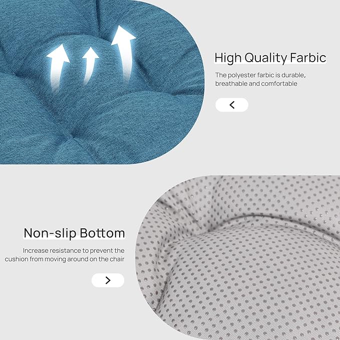 Love's cabin Memory Foam Chair Cushions Set of 4, 15.5"x15.5"x3.5" Indoor & Outdoor Seat Pads for Dining, Kitchen, Office, Patio Chairs - Blue