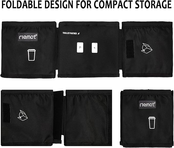riemot Luggage Travel Cup Holder Free Hand Drink Caddy - Hold Two Coffee Mugs - Fits Roll on Most Suitcase Handles - Gifts for Flight Attendants &Frequent Travelers Accessories Black