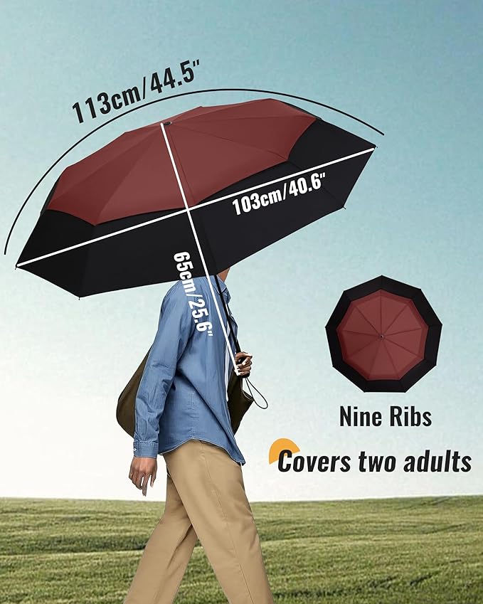 Travel Compact Umbrella Windproof - Portable Automatic for Rain, Folding Umbrella for Men and Women, Portable 210T Fabric