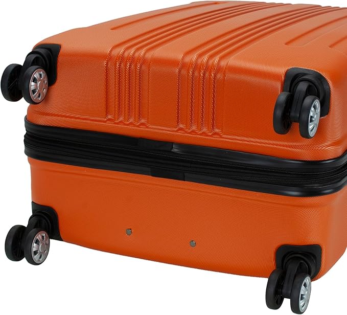 Rockland London Hardside Expandable Spinner Wheel Luggage, Orange, Checked-Large 28-Inch