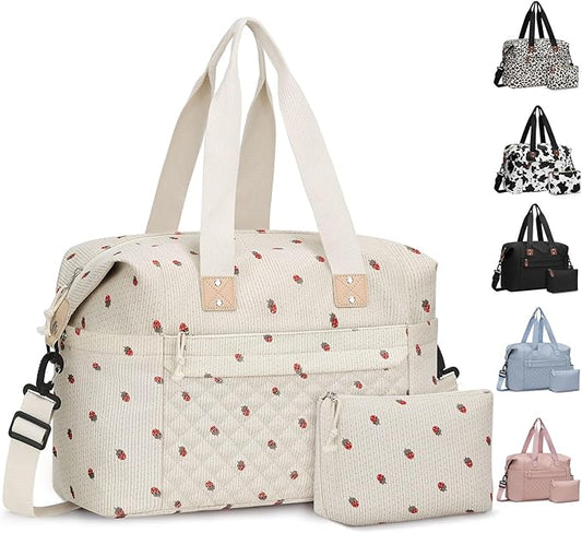 Travel Duffle Bag, Waterproof Weekender Overnight Hospital Bags for Women Men with Toiletry Bag Lightweight Carry on Personal Item Duffle Gym Bag for Travel, Airplanes, Sports
