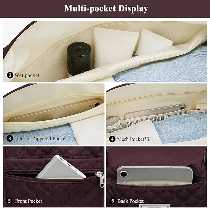 SYCNB Travel Duffel Bag for Women, Gym/Weekender/Carry-On Bags with Toiletry Bag & Adjustable Strap,Personal Item Bags