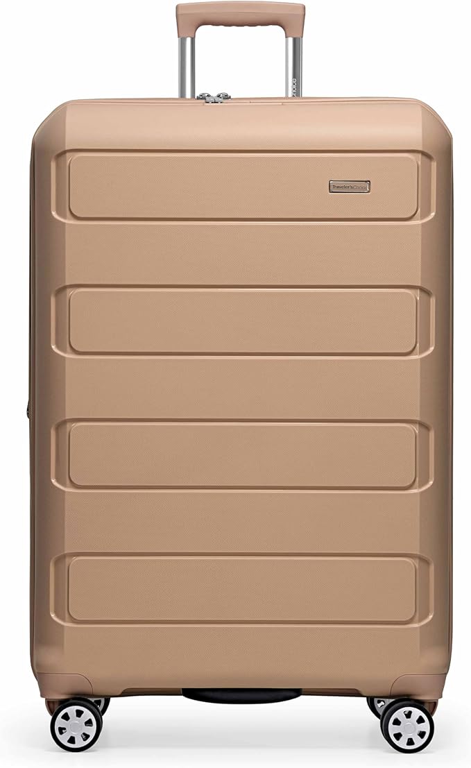Traveler's Choice Pagosa Hardshell Expandable Luggage with Spinner Wheels, Latte Beige, 30-Inch Large