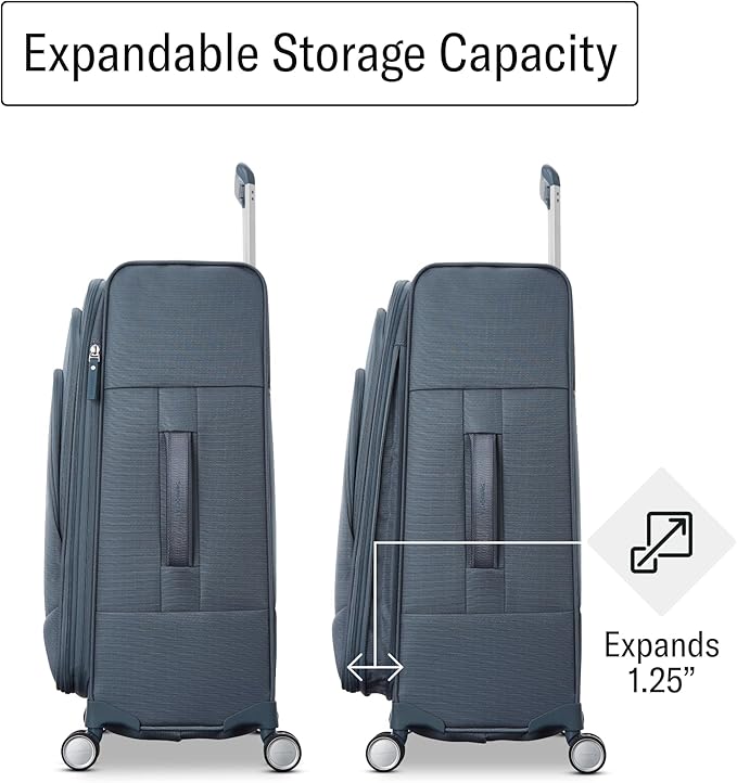 Samsonite UpLIFT Lightweight Medium Checked Softside Luggage with Spinner Wheels - Expandable - Airline-Approved, Polyester Soft Suitcase for Ultra Light Travel - Elemental Blue