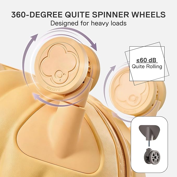 artrips Checked Luggage 24 Inch, Lightweight Hard Shell Suitcase with Spinner Wheels, Medium Travel Suitcase for 4–7 Day Trips, Yellow