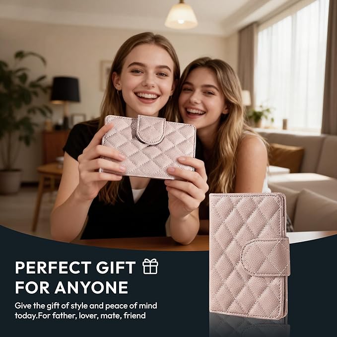 Passport Holder for Travel RFID Passport Holder with Airtag Compact Leather Passport Cover Case with Card Holders SIM Slots Passport Wallet for Women Men Airport Essentials Gift