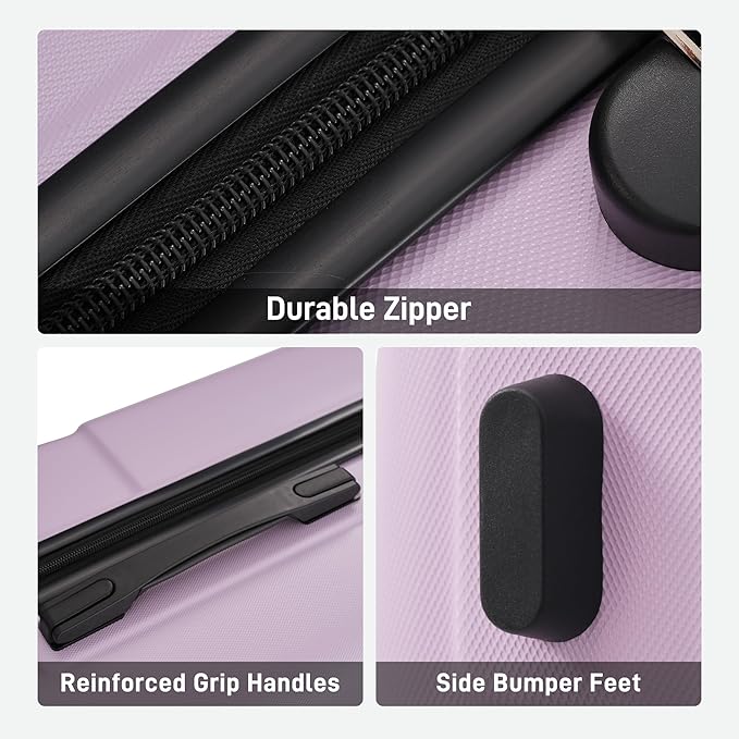 Merax Luggage Sets,6 Piece Carry on Suitcase with Travel Bags,Hardcase Suitcase Set with Double Spinner Wheels,16/20/24/28 IN Luggage Airline Approved,Pink Purple