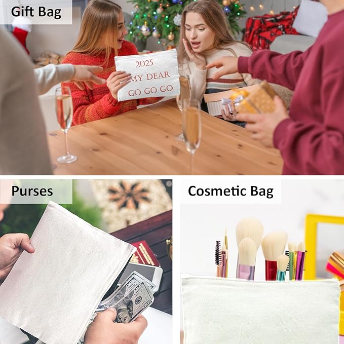 Koolmox Canvas Pouch with Zipper, Cotton Pouch Bulk 20-Pack Colorful Heavy Duty Plain Cosmetic Poches Makeup Pouches Pencils Stationery Bag Purses, Tie Dye, Ironing Decorating Diy Creations Pouches